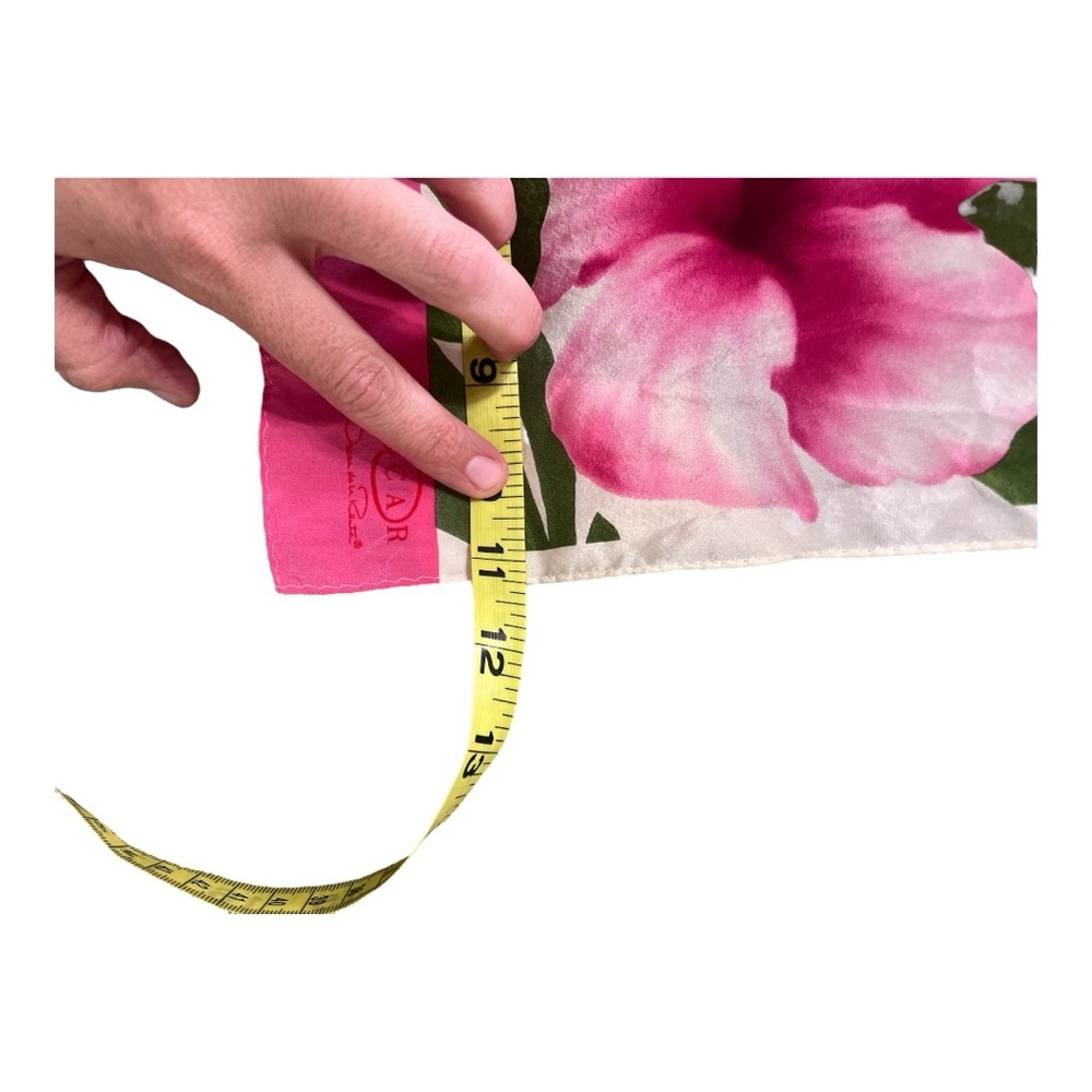Oscar de la Renta Pink and Green Tropical 🌴 Silk Scarf - Picture 6 of 9